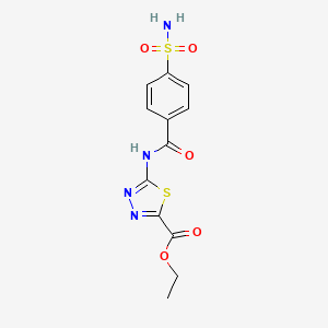 molecular formula C12H12N4O5S2 B12409065 ethyl 5-[(4-sulfamoylbenzoyl)amino]-1,3,4-thiadiazole-2-carboxylate 