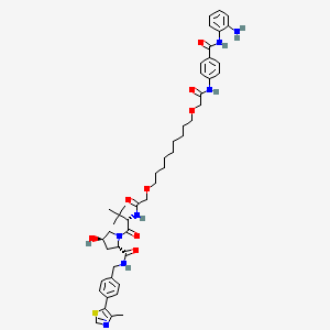 molecular formula C48H63N7O8S B12409150 (2S,4R)-1-[(2S)-2-[[2-[9-[2-[4-[(2-aminophenyl)carbamoyl]anilino]-2-oxoethoxy]nonoxy]acetyl]amino]-3,3-dimethylbutanoyl]-4-hydroxy-N-[[4-(4-methyl-1,3-thiazol-5-yl)phenyl]methyl]pyrrolidine-2-carboxamide 