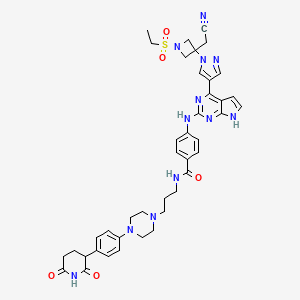 4-[[4-[1-[3-(cyanomethyl)-1-ethylsulfonylazetidin-3-yl]pyrazol-4-yl]-7H-pyrrolo[2,3-d]pyrimidin-2-yl]amino]-N-[3-[4-[4-(2,6-dioxopiperidin-3-yl)phenyl]piperazin-1-yl]propyl]benzamide