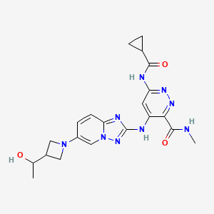 molecular formula C21H25N9O3 B12409222 6-(cyclopropanecarbonylamino)-4-[[6-[3-(1-hydroxyethyl)azetidin-1-yl]-[1,2,4]triazolo[1,5-a]pyridin-2-yl]amino]-N-methylpyridazine-3-carboxamide 