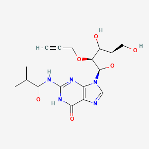 N-[9-[(2R,3S,5R)-4-hydroxy-5-(hydroxymethyl)-3-prop-2-ynoxyoxolan-2-yl]-6-oxo-1H-purin-2-yl]-2-methylpropanamide