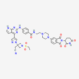 4-[[4-[1-[3-(cyanomethyl)-1-ethylsulfonylazetidin-3-yl]pyrazol-4-yl]-7H-pyrrolo[2,3-d]pyrimidin-2-yl]amino]-N-[2-[4-[2-(2,6-dioxopiperidin-3-yl)-1,3-dioxoisoindol-5-yl]piperazin-1-yl]ethyl]benzamide