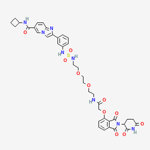 molecular formula C39H42N8O11S B12409305 N-cyclobutyl-2-[3-[2-[2-[2-[[2-[2-(2,6-dioxopiperidin-3-yl)-1,3-dioxoisoindol-4-yl]oxyacetyl]amino]ethoxy]ethoxy]ethylsulfamoylamino]phenyl]imidazo[1,2-a]pyridine-6-carboxamide 