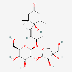 (4S)-4-[(Z,3R)-3-[(2R,3R,4S,5S,6R)-3-[(2S,3R,4R)-3,4-dihydroxy-4-(hydroxymethyl)oxolan-2-yl]oxy-4,5-dihydroxy-6-(hydroxymethyl)oxan-2-yl]oxybut-1-enyl]-4-hydroxy-3,5,5-trimethylcyclohex-2-en-1-one