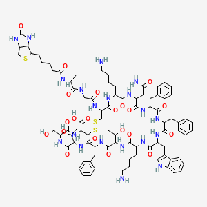 19,34-bis(4-aminobutyl)-31-(2-amino-2-oxoethyl)-13,25,28-tribenzyl-10,16-bis(1-hydroxyethyl)-7-(hydroxymethyl)-22-(1H-indol-3-ylmethyl)-6,9,12,15,18,21,24,27,30,33,36-undecaoxo-37-[[2-[2-[5-(2-oxo-1,3,3a,4,6,6a-hexahydrothieno[3,4-d]imidazol-4-yl)pentanoylamino]propanoylamino]acetyl]amino]-1,2-dithia-5,8,11,14,17,20,23,26,29,32,35-undecazacyclooctatriacontane-4-carboxylic acid