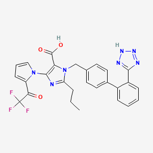 molecular formula C27H22F3N7O3 B1240939 2-Propyl-3-[[4-[2-(2H-tetrazol-5-yl)phenyl]phenyl]methyl]-5-[2-(2,2,2-trifluoroacetyl)pyrrol-1-yl]imidazole-4-carboxylic acid 
