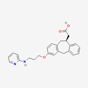 molecular formula C25H26N2O3 B1240952 2-[(9S)-14-[3-(pyridin-2-ylamino)propoxy]-9-tricyclo[9.4.0.03,8]pentadeca-1(11),3,5,7,12,14-hexaenyl]acetic acid 