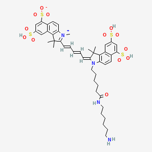 molecular formula C46H56N4O13S4 B12409592 2-[(1E,3E,5E)-5-[3-[6-(6-aminohexylamino)-6-oxohexyl]-1,1-dimethyl-6,8-disulfobenzo[e]indol-2-ylidene]penta-1,3-dienyl]-1,1,3-trimethyl-8-sulfobenzo[e]indol-3-ium-6-sulfonate 