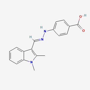 molecular formula C18H17N3O2 B1240970 4-{(2E)-2-[(1,2-二甲基-1H-吲哚-3-基)亚甲基]肼基}苯甲酸 