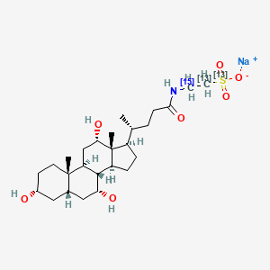 molecular formula C26H44NNaO7S B12409915 sodium;2-[[(4R)-4-[(3R,5S,7R,8R,9S,10S,12S,13R,14S,17R)-3,7,12-trihydroxy-10,13-dimethyl-2,3,4,5,6,7,8,9,11,12,14,15,16,17-tetradecahydro-1H-cyclopenta[a]phenanthren-17-yl]pentanoyl](15N)amino](1,2-13C2)ethanesulfonate 