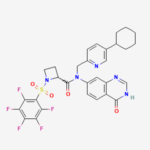 (2R)-N-[(5-cyclohexylpyridin-2-yl)methyl]-N-(4-oxo-3H-quinazolin-7-yl)-1-(2,3,4,5,6-pentafluorophenyl)sulfonylazetidine-2-carboxamide