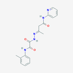 molecular formula C18H19N5O3 B1241011 N-Pyridin-2-yl-3-(o-tolylaminooxalyl-hydrazono)-butyramide 