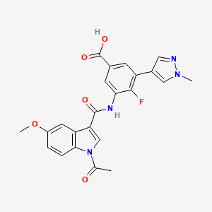 molecular formula C23H19FN4O5 B12410146 3-[(1-Ethanoyl-5-methoxy-indol-3-yl)carbonylamino]-4-fluoranyl-5-(1-methylpyrazol-4-yl)benzoic acid 