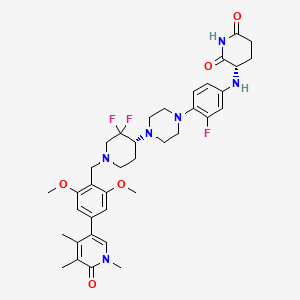 molecular formula C37H45F3N6O5 B12410337 (3S)-3-[4-[4-[(4R)-1-[[2,6-dimethoxy-4-(1,4,5-trimethyl-6-oxopyridin-3-yl)phenyl]methyl]-3,3-difluoropiperidin-4-yl]piperazin-1-yl]-3-fluoroanilino]piperidine-2,6-dione 