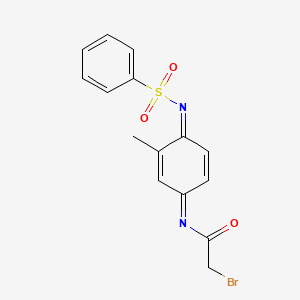 molecular formula C15H13BrN2O3S B1241034 Acetamide, 2-bromo-N-(3-methyl-4-((phenylsulfonyl)imino)-2,5-cyclohexadien-1-ylidene)- CAS No. 62442-86-8