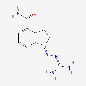 molecular formula C11H13N5O B1241037 1-((Aminoiminomethyl)hydrazono)-2,3-dihydro-1H-indene-4-carboxamide CAS No. 179528-40-6