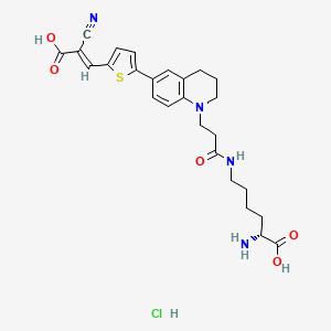 molecular formula C26H31ClN4O5S B12410493 (2R)-2-amino-6-[3-[6-[5-[(E)-2-carboxy-2-cyanoethenyl]thiophen-2-yl]-3,4-dihydro-2H-quinolin-1-yl]propanoylamino]hexanoic acid;hydrochloride 