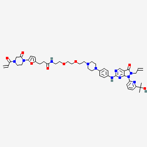 molecular formula C46H57N11O8 B12410499 N-[2-[2-[2-[4-[4-[[1-[6-(2-hydroxypropan-2-yl)pyridin-2-yl]-3-oxo-2-prop-2-enylpyrazolo[3,4-d]pyrimidin-6-yl]amino]phenyl]piperazin-1-yl]ethoxy]ethoxy]ethyl]-3-[5-(2-oxo-4-prop-2-enoylpiperazin-1-yl)furan-2-yl]propanamide 