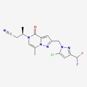 molecular formula C16H15ClF2N6O B12410530 (3R)-3-[2-[[5-chloro-3-(difluoromethyl)pyrazol-1-yl]methyl]-7-methyl-4-oxopyrazolo[1,5-a]pyrazin-5-yl]butanenitrile 