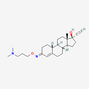 molecular formula C25H38N2O2 B1241066 Norethindrone 3-(O-dimethylaminopropyl)oxime CAS No. 66841-21-2
