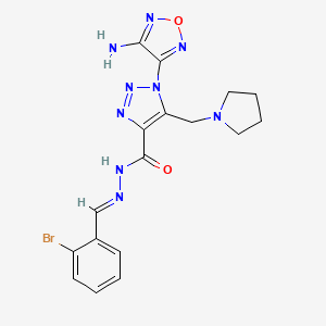 1-(4-amino-1,2,5-oxadiazol-3-yl)-N'-[(E)-(2-bromophenyl)methylidene]-5-(pyrrolidin-1-ylmethyl)-1H-1,2,3-triazole-4-carbohydrazide