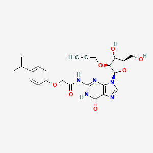 molecular formula C24H27N5O7 B12410718 N-[9-[(2R,3S,5R)-4-hydroxy-5-(hydroxymethyl)-3-prop-2-ynoxyoxolan-2-yl]-6-oxo-1H-purin-2-yl]-2-(4-propan-2-ylphenoxy)acetamide 