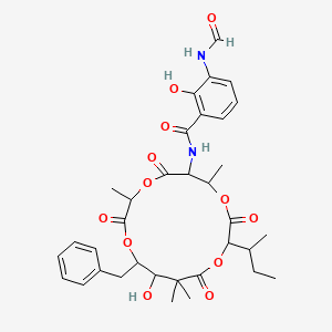 N-(15-benzyl-10-butan-2-yl-14-hydroxy-3,7,13,13-tetramethyl-2,5,9,12-tetraoxo-1,4,8,11-tetraoxacyclopentadec-6-yl)-3-formamido-2-hydroxybenzamide