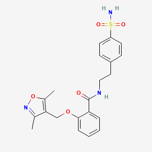 2-[(3,5-dimethyl-1,2-oxazol-4-yl)methoxy]-N-[2-(4-sulfamoylphenyl)ethyl]benzamide