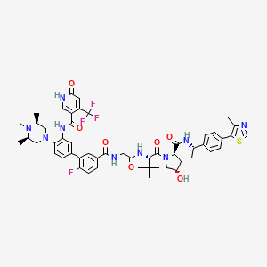 molecular formula C52H59F4N9O7S B12411280 N-[5-[2-fluoro-5-[[2-[[(2S)-1-[(2R,4S)-4-hydroxy-2-[[(1S)-1-[4-(4-methyl-1,3-thiazol-5-yl)phenyl]ethyl]carbamoyl]pyrrolidin-1-yl]-3,3-dimethyl-1-oxobutan-2-yl]amino]-2-oxoethyl]carbamoyl]phenyl]-2-[(3R,5S)-3,4,5-trimethylpiperazin-1-yl]phenyl]-6-oxo-4-(trifluoromethyl)-1H-pyridine-3-carboxamide 