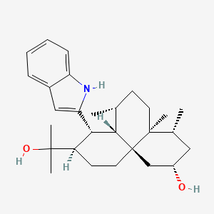 molecular formula C28H41NO2 B12411299 (2S,4R,4aS,7R,7aS,8R,9R,11aS)-9-(2-hydroxypropan-2-yl)-8-(1H-indol-2-yl)-4,4a,7-trimethyl-1,2,3,4,5,6,7,7a,8,9,10,11-dodecahydrobenzo[j]naphthalen-2-ol 