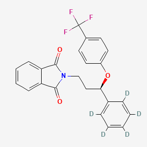 molecular formula C24H18F3NO3 B12411346 (R)-Norfluoxetine-d5 Phthalimide (Phenyl-d5) 