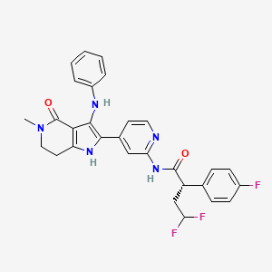 (2S)-N-[4-(3-anilino-5-methyl-4-oxo-6,7-dihydro-1H-pyrrolo[3,2-c]pyridin-2-yl)pyridin-2-yl]-4,4-difluoro-2-(4-fluorophenyl)butanamide