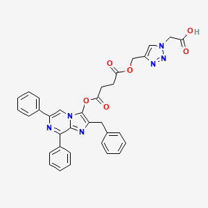 molecular formula C34H28N6O6 B12411529 2-[4-[[4-(2-Benzyl-6,8-diphenylimidazo[1,2-a]pyrazin-3-yl)oxy-4-oxobutanoyl]oxymethyl]triazol-1-yl]acetic acid 