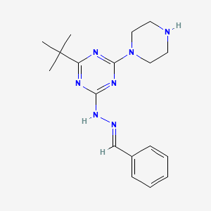 molecular formula C18H25N7 B1241168 2-(Benzylidenehydrazino)-4-(tert-butyl)-6-piperazinyl-s-triazine CAS No. 58892-44-7