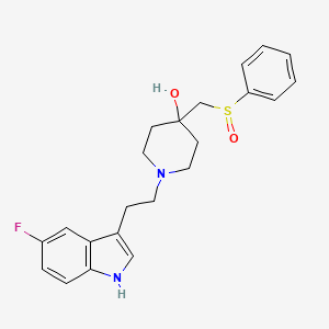 molecular formula C22H25FN2O2S B1241174 4-Benzenesulfinylmethyl-1-[2-(5-fluoro-1H-indol-3-YL)-ethyl]-piperidin-4-OL (structural mix) 