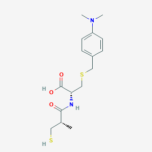 molecular formula C16H24N2O3S2 B1241181 (2R)-3-[[4-(dimethylamino)phenyl]methylsulfanyl]-2-[[(2S)-2-methyl-3-sulfanylpropanoyl]amino]propanoic acid 