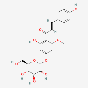 molecular formula C22H24O10 B1241188 (E)-1-[2-hydroxy-6-methoxy-4-[(3R,4S,5S,6R)-3,4,5-trihydroxy-6-(hydroxymethyl)oxan-2-yl]oxyphenyl]-3-(4-hydroxyphenyl)prop-2-en-1-one CAS No. 61826-89-9