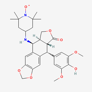 molecular formula C30H37N2O8 B1241204 [2,2,6,6-Tetramethyl-4-[[(5S)-8-oxo-9alpha-(3,5-dimethoxy-4-hydroxyphenyl)-5,5aalpha,8abeta,9-tetrahydro-6H,8H-furo[3',4':6,7]naphtho[2,3-d]-1,3-dioxole-5beta-yl]amino]piperidinooxy]radical 