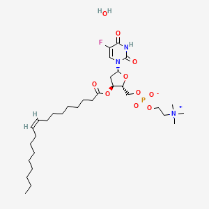 molecular formula C32H57FN3O10P B1241205 [(2R,3S,5R)-5-(5-fluoro-2,4-dioxopyrimidin-1-yl)-3-[(Z)-octadec-9-enoyl]oxyoxolan-2-yl]methyl 2-(trimethylazaniumyl)ethyl phosphate;hydrate 
