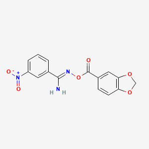 molecular formula C15H11N3O6 B1241242 N'-[(1,3-benzodioxol-5-ylcarbonyl)oxy]-3-nitrobenzenecarboximidamide 