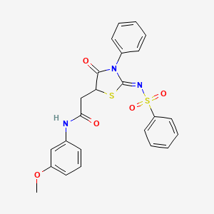 molecular formula C24H21N3O5S2 B1241244 N-(3-甲氧基苯基)-2-{(2Z)-4-氧代-3-苯基-2-[(苯磺酰基)亚氨基]-1,3-噻唑烷-5-基}乙酰胺 