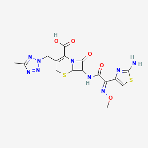 molecular formula C16H17N9O5S2 B1241247 (6R,7R)-7-[[2-(2-amino-1,3-thiazol-4-yl)-2-methoxyiminoacetyl]amino]-3-[(5-methyltetrazol-2-yl)methyl]-8-oxo-5-thia-1-azabicyclo[4.2.0]oct-2-ene-2-carboxylic acid 