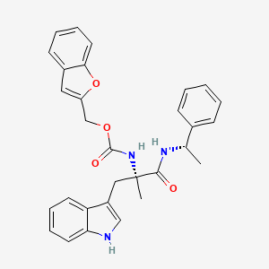 molecular formula C30H29N3O4 B1241248 Carbamic acid, N-((1R)-1-(1H-indol-3-ylmethyl)-1-methyl-2-oxo-2-(((1S)-1-phenylethyl)amino)ethyl)-, 2-benzofuranylmethyl ester CAS No. 158991-23-2