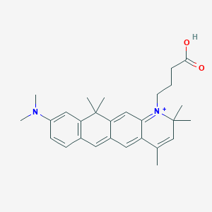 molecular formula C28H35N2O2+ B1241259 1-(3-Carboxypropyl)-9-(dimethylamino)-2,2,4,11,11-pentamethyl-2,11-dihydronaphtho[2,3-g]quinolinium 