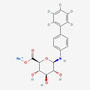 molecular formula C18H18NNaO6 B12412681 4-Aminobiphenyl-d5 b-D-Glucuronide Sodium Salt 