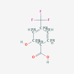 molecular formula C8H5F3O3 B12412767 2-hydroxy-4-(trifluoromethyl)(1,2,3,4,5,6-13C6)cyclohexa-1,3,5-triene-1-carboxylic acid 