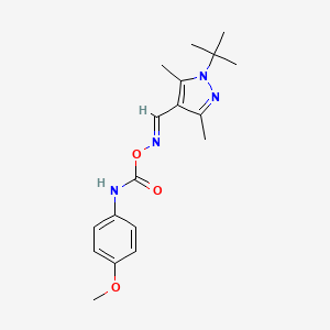 molecular formula C18H24N4O3 B1241278 1-(叔丁基)-4-[({[(4-甲氧基苯胺基)羰基]氧代}亚氨基)甲基]-3,5-二甲基-1H-吡唑 