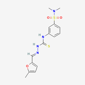 molecular formula C15H18N4O3S2 B1241279 1-[3-(二甲基氨磺酰)苯基]-3-[(5-甲基-2-呋喃基)亚甲烯氨基]硫脲 