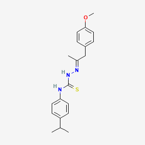 molecular formula C20H25N3OS B1241280 1-[(E)-1-(4-methoxyphenyl)propan-2-ylideneamino]-3-(4-propan-2-ylphenyl)thiourea 