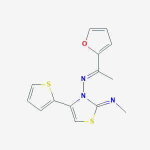 molecular formula C14H13N3OS2 B1241282 (E)-1-(2-呋喃基)乙烯基-[2-甲基亚氨基-4-(2-噻吩基)-4-噻唑啉-3-基]胺 